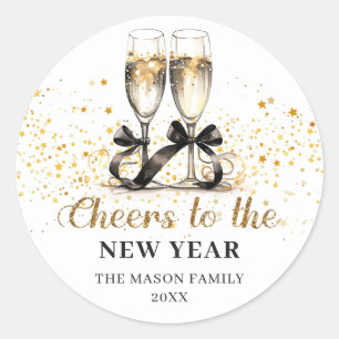 Gold Champage Cheers New Years Eve Party Classic Round Sticker
