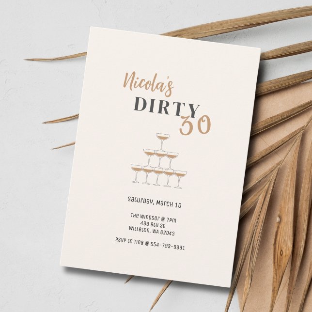 Gold Champagne 30th Birthday Party Invitation (Créateur téléchargé)