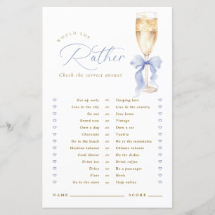 Gold Champagne Blue Bow Would She Rather Game