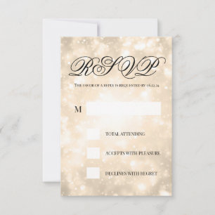 Gold Champagne Bokeh Elegant Wedding RSVP