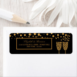 Gold Champagne Bubbles - Black & Gold - Wedding