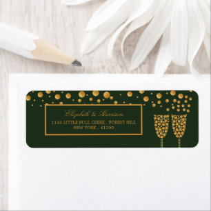 Gold Champagne Bubbles - Green & Gold - Wedding