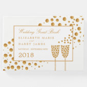 Gold Champagne Bubbles Wedding Guest Book (Front)