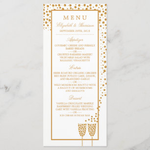 Gold Champagne Bubbles Wedding Menu
