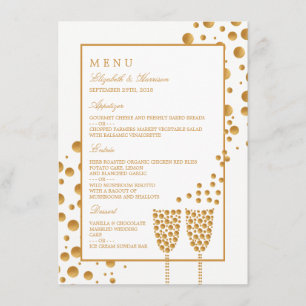 Gold Champagne Bubbles Wedding Menu