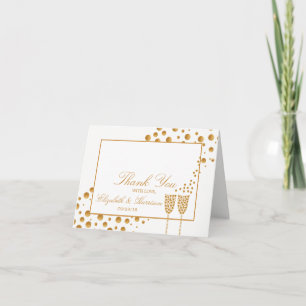 Gold Champagne Bubbles Wedding Thank You Card
