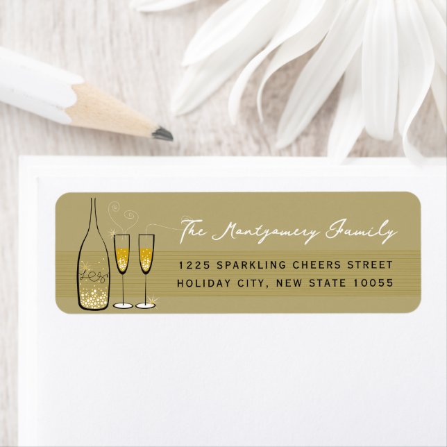 Gold Champagne Bubbly Cheval Chic Adresse de retou (En situation)