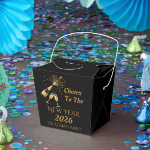 Gold Champagne Cheers New Year Favor Box