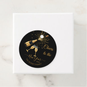 Gold Champagne Cheers New Year Favour Tags