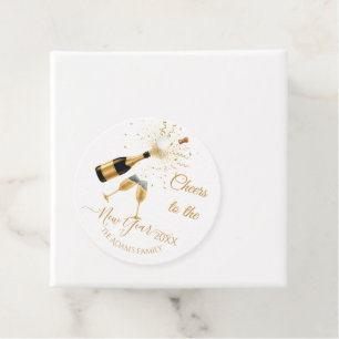 Gold Champagne Cheers New Year Favour Tags