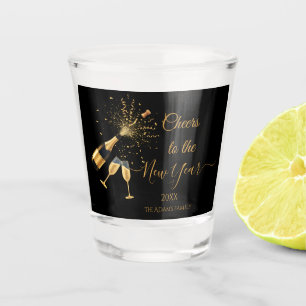 Gold Champagne Cheers New Year Shot Glass
