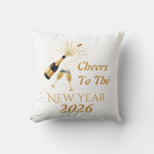Gold Champagne Cheers New Year Throw Pillow