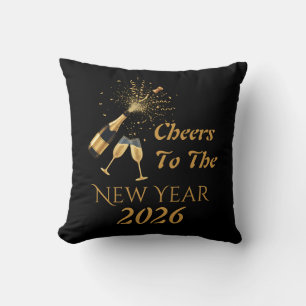 Gold Champagne Cheers New Year Throw Pillow
