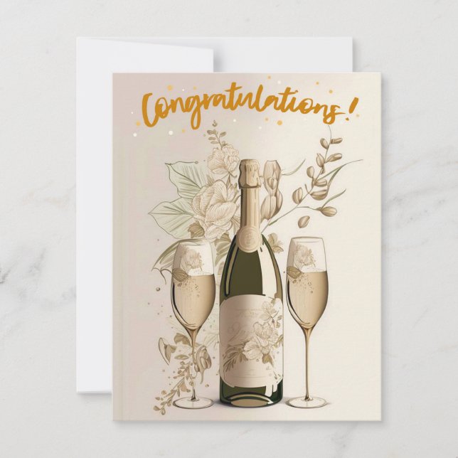 Gold Champagne Congratulations Card (Front)