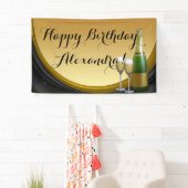 Gold Champagne Custom Birthday Party Banner (Insitu)