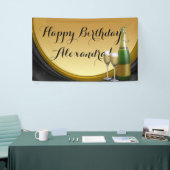 Gold Champagne Custom Birthday Party Banner (Tradeshow)