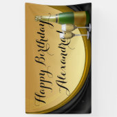 Gold Champagne Custom Birthday Party Banner (Vertical)