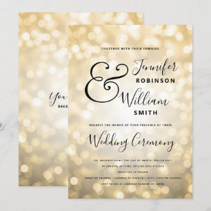 Gold Champagne Glam Elegant Wedding Invitation