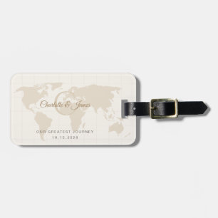 Gold Champagne Map Destination Wedding Favour Luggage Tag