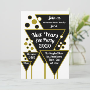 Gold Champagne, New Year's Eve Party Invitation