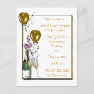 Gold Champagne Party Invitation