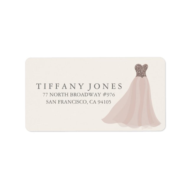 Gold Champagne Shimmer Glitter Dress Address Label (Front)