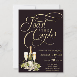 Gold Champagne   Toast   Engagement Party  Invitation