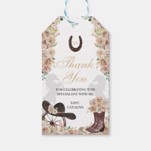 Gold Champagne Western Quinceanera Gift Tags