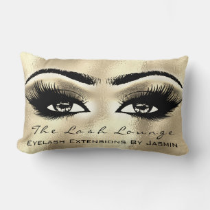 Gold Champaigne Makeup Eyes Lashes Beauty Metal Lumbar Pillow