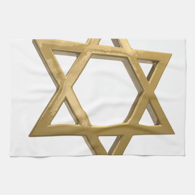 gold chanukkah star of david kitchen towel (Horizontal)