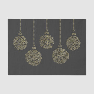 Gold & Charcoal Ornaments Elegant Holiday Party Tissue Paper