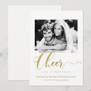 Gold Cheer Holiday New Years Photo Invitation