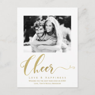Gold Cheer Holiday New Years Photo Invitation