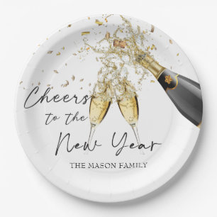 Gold Cheer to the New Year Party  Paper Plates 