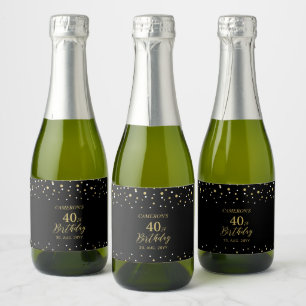 Gold Cheers 40 years, 40th Birthday Party Sparkling Wine Label