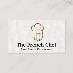 Gold Chef Hat and Utensils   Restaurant Culinary Business Card