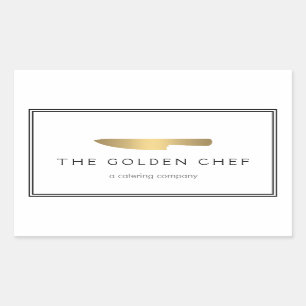 Gold Chef's Knife Logo Catering Restaurant Sticker