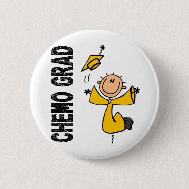 Gold CHEMO GRAD 1 (Childhood Cancer) 2 Inch Round Button (Front)