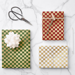 Gold Chequered Boxed pattern Wrapping Paper Sheet