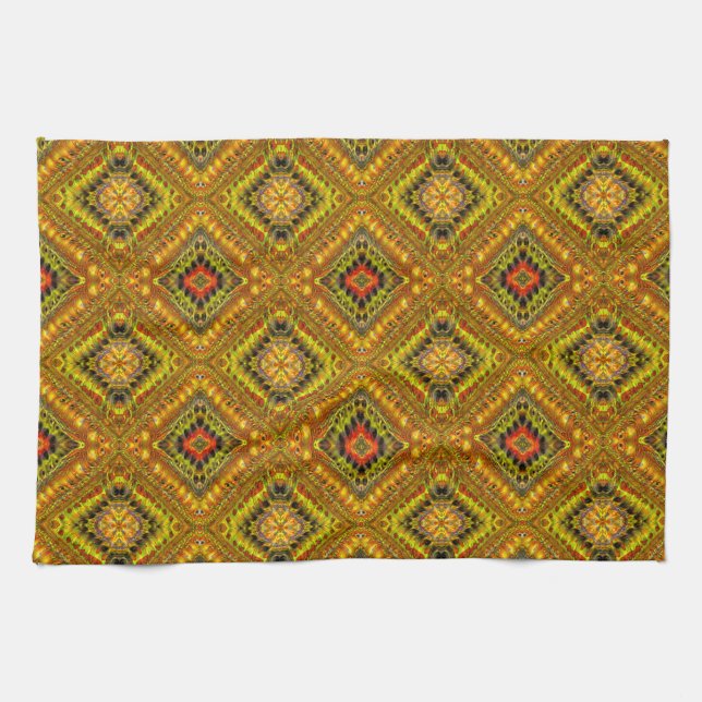Gold Chequered Kitchen Towel (Horizontal)
