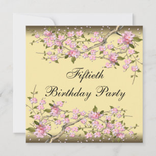 Gold Cherry Blossom Invitation 50e anniversaire