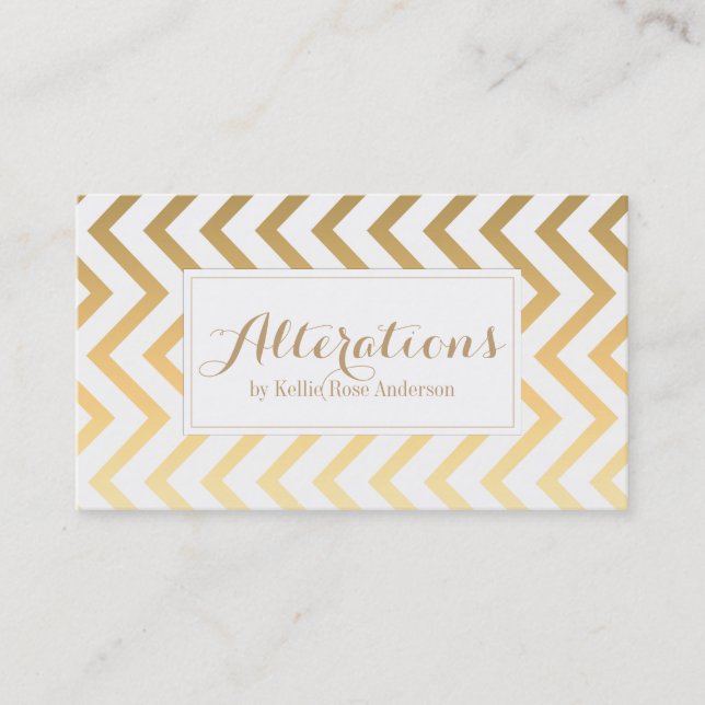 Gold Chevron Business Card Template (Front)