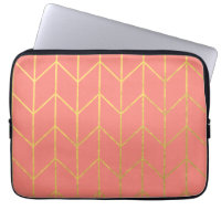 Gold Chevron Coral Pink Background Modern Chic