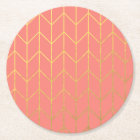 Gold Chevron Coral Pink Background Modern Chic