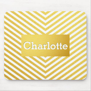 Gold chevron custom monogram mouse pad