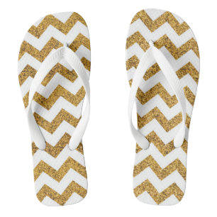Gold Chevron Flip Flops