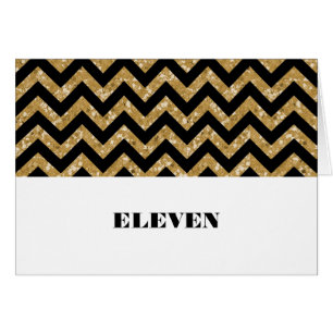 Gold Chevron Glitter Table Card
