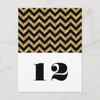 Gold Chevron Glitter Table Postcard