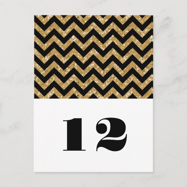 Gold Chevron Glitter Table Postcard (Front)