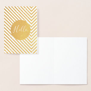 Gold Chevron Hello Foil Card